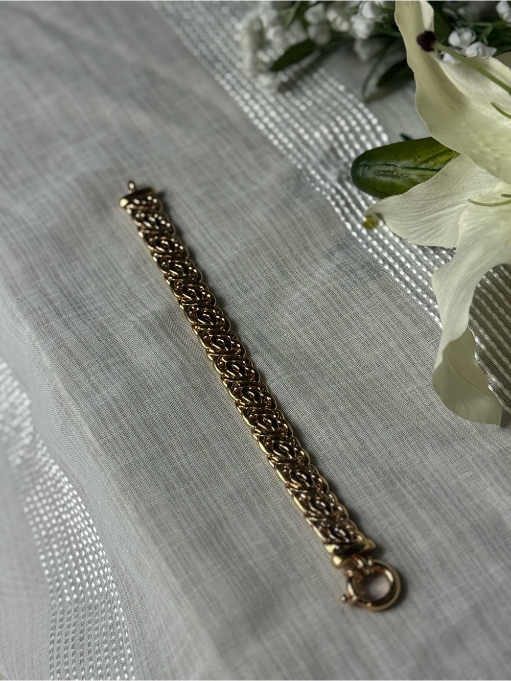 Vintage OTC 18KT Italian Gold Plated Women's Linked Chain Bracelet Toggle Clasp - Picture 14 of 16
